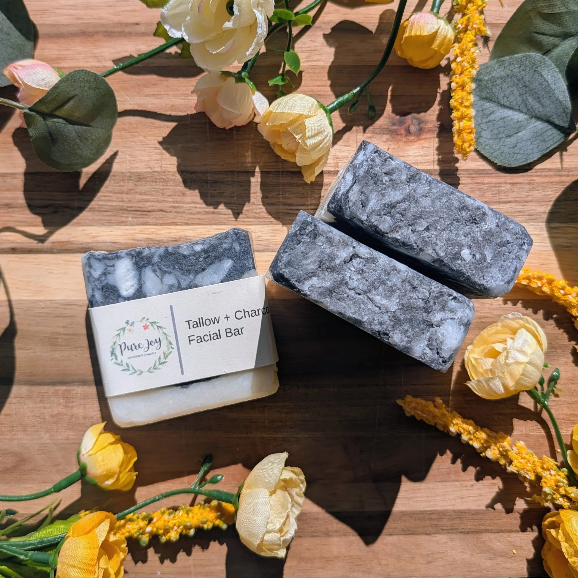 Charcoal + Tallow Facial Bar Pure Joy Soapery  Charcoal + Tallow Facial Bar Pure Joy Soapery